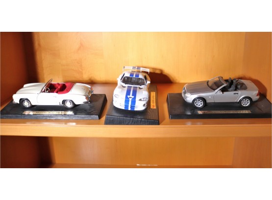 Lot Of 3 Vintage Collectable Model Cars With Maisto Mercedes Benz 190 SL 1955, Dodge Viper GTS-R 1997 And More