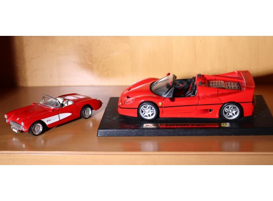 Maisto Ferrari F50 1995 With Opening Doors, Hood & Trunk And 1957 Corvette.