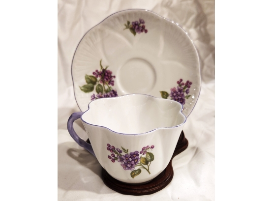 Rare 1930s Shelley Fine Bone China Lilac Time Dainty Shape Teacup & Saucer 14293