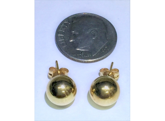 Beautiful Estate Genuine 10K Gold 8mm Diameter Earrings!  We Ship In USA See Terms
