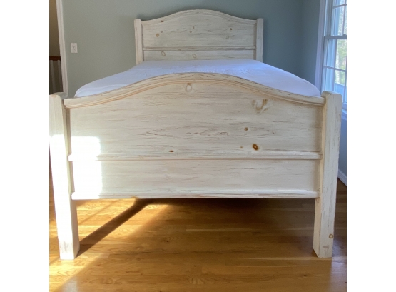 White Wood Pickled Or Distressed Finish, Distressed Bed Frame White