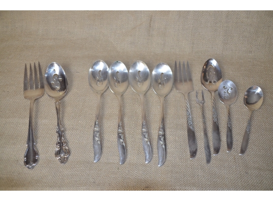 (#17) Silver-Plate Serving Pieces Assorted Lot Of 11