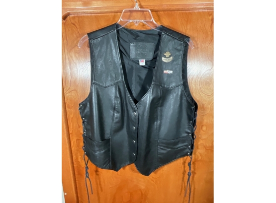 Blk Leather Vest -