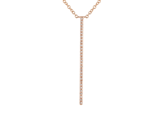 Gorgeous Trendy 14k Rose Gold Diamond Bar Necklace