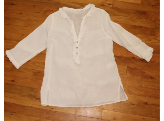 White Anne Fontaine White Linen BOHO Shirt Size 40