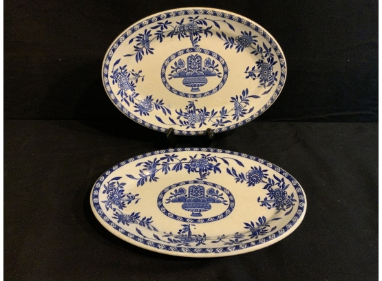 Pair Of Delph Pattern Ironstone Dishes