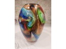 Large Millefiori Hand Blown RAINBOW  Art Glass Vase Absolutely Stunning