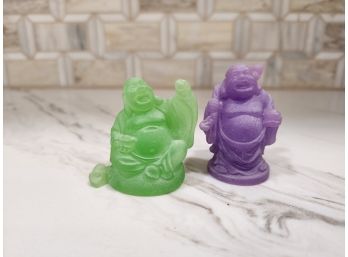 2 Small Colorful Happy Buddhas