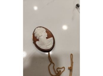 #4 ANTIQUE CAMEO NECKLACE WITH REPAIR ON CAMEO