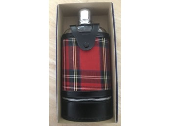 New Flask In Plaid Holder And Boxed