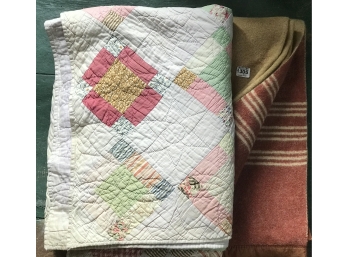 Wool Blanket & Hand Sewn Quilt