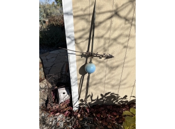 Vintage Weathervane Lightning Rod With Blue Ball