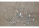 (#146) Glass Pitches 3 Assorted Sizes 8'H ~ Glass Creamer Pitchers 2