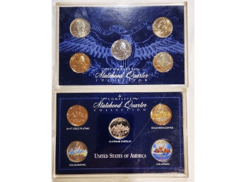 2 Sets Of 5 Each 1999 NJ State Statehood Quarter Hologram Colorized  24K Gold Plated Silver & Two Tone