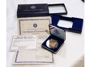 1987 Silver Dollar 900 Silver 26.73 Grams 200th Anniversary US Constitution Commemorative