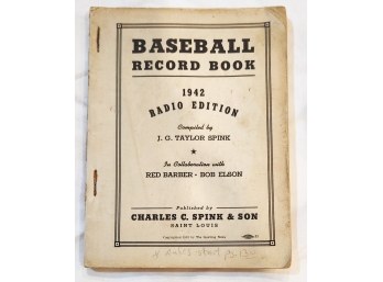 1942 Baseball Records Book Spink Barker And Elson Sporting News Radio Edition