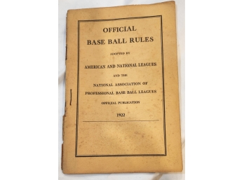 1922 Official American And National League Baseball Rules Book By Reach