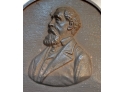Pair Cast Iron Bookends Bronze Patina Relief Portraits Of Emerson And Dickens