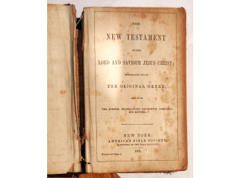 1961 Civil War Era Leather Bound Pocket New Testament NY American Bible Society