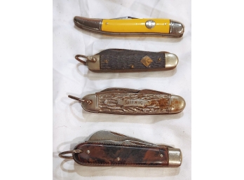 Lot/5 Vintage Pocket Knives Imperial Kamp-King Camilus Cub Scout Ric-Nor