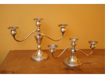 LOT OF 2 STERLING WEIGHTED CANDLE HOLDERS
