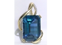 14K Gold & Intense Blue Topaz W/Diamonds *We Ship* 6.38 Grams!