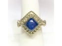 Sterling Silver W/ Beautiful  Lapis Lazuli Solitaire Secret Compartment Ring.  Size 7