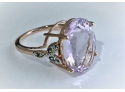 OVER 10 Carat Genuine Pink Amethyst Set With  Genuine White Topaz In An 18K Rose Gold Over Sterling Silver