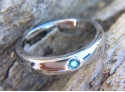 1 Blue Diamond Set In A Rhodium Over Sterling Silver Thick Band