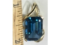 14K Gold & Intense Blue Topaz W/Diamonds *We Ship* 6.38 Grams!