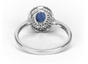 10K Gold Ring Fine Jewelry & Big Blue Sapphire (1 Carat) W/ Double DIAMOND Halo Of Surrounding Diamonds Size 7