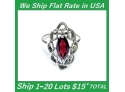 Sterling Silver Ring W/ Large Marquis Cut Red Garnet Size 7