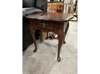 Queen Anne Style Side Table With Drawer
