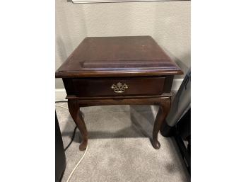 Rectangle Top Queen Anne Style Side Table With Drawer