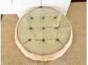 Calico Corners Button Tufted Ottoman With Glass Top