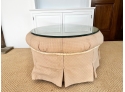 Calico Corners Button Tufted Ottoman With Glass Top