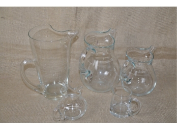 (#146) Glass Pitches 3 Assorted Sizes 8'H ~ Glass Creamer Pitchers 2