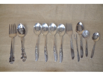 (#17) Silver-Plate Serving Pieces Assorted Lot Of 11