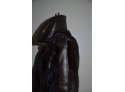 Black Mink Fur Jacket Leather Detail Trim Custom Made Size Small 30'long