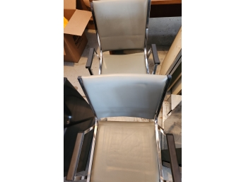 Pair Of Contemporary Metal And Vinyl Office Chairs
