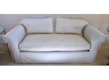 J. Robert Scott Two Cushion Silk Faille Upholstered Sofa
