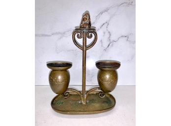 Brass Vintage Candle Holder Buddha On Top
