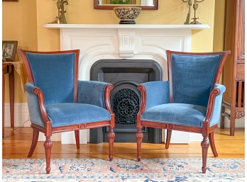 PR FINELY UPHOLSTERED FEDERAL STYLE PARLOR CHAIRS