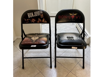 Rare  Pair Of Bon Jovi Concert Floor Seats Pit Folding Chairs