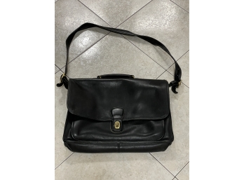 Black Leather Coach Briefcase Laptop Bag