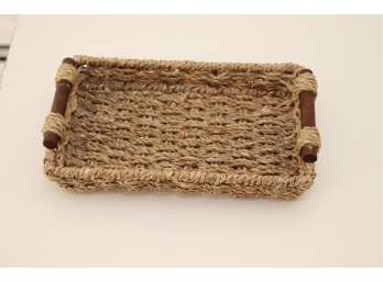 Woven Rope Hand Towel Basket Holder W/ Wood Handles
