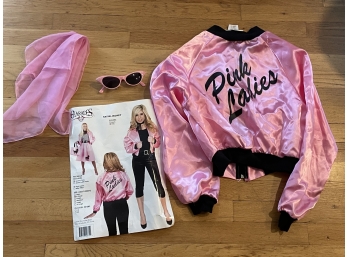 Pink Ladies Satin Jacket Halloween Costume Glasses