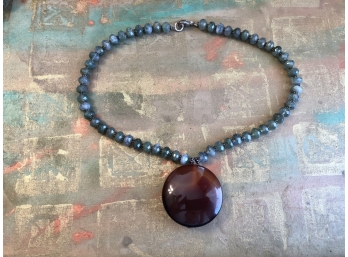 Will SHIP - Semi Precious Stones Necklace With Sterling Silver Clasp & Beads