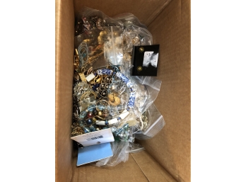 Huge Box Of Costume Jewelry - Over 8 Lbs - Vintage, Cameos, Cats, Rhinestones, High End