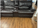 Six-piece Brown Leather Power Reclining Sectional Couch With Chaise Lounge